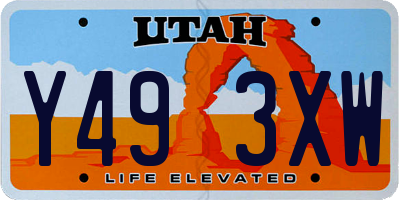 UT license plate Y493XW