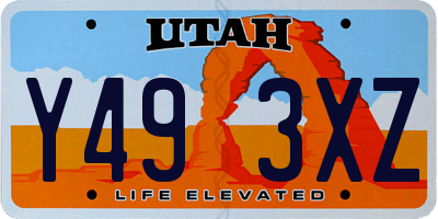 UT license plate Y493XZ