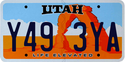 UT license plate Y493YA