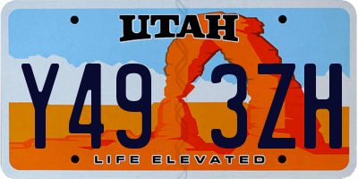UT license plate Y493ZH