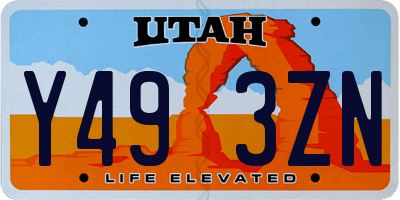 UT license plate Y493ZN