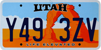 UT license plate Y493ZV
