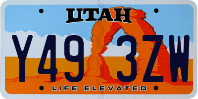UT license plate Y493ZW