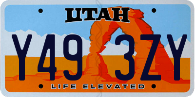 UT license plate Y493ZY