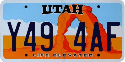 UT license plate Y494AF