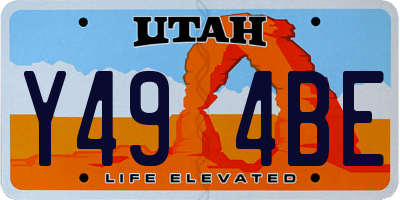 UT license plate Y494BE
