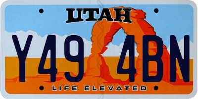UT license plate Y494BN