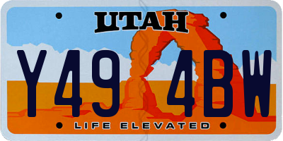 UT license plate Y494BW