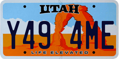 UT license plate Y494ME