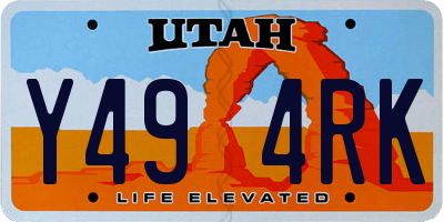 UT license plate Y494RK