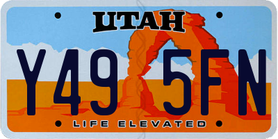 UT license plate Y495FN