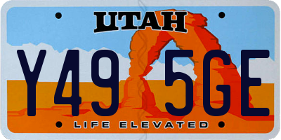 UT license plate Y495GE