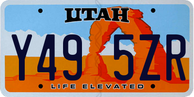 UT license plate Y495ZR