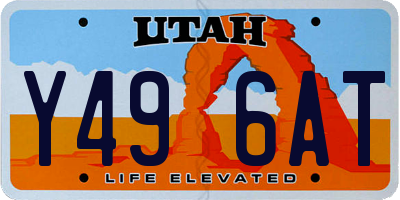 UT license plate Y496AT