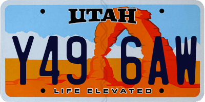 UT license plate Y496AW