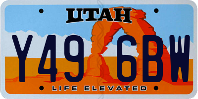 UT license plate Y496BW