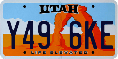 UT license plate Y496KE