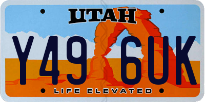 UT license plate Y496UK
