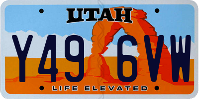 UT license plate Y496VW