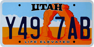 UT license plate Y497AB