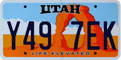 UT license plate Y497EK