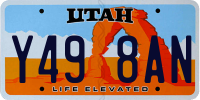 UT license plate Y498AN