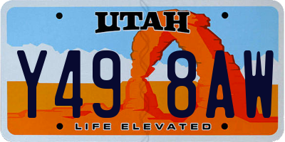 UT license plate Y498AW