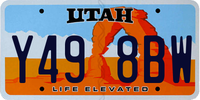 UT license plate Y498BW