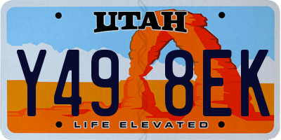 UT license plate Y498EK