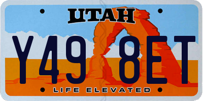 UT license plate Y498ET