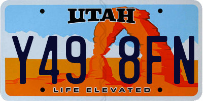 UT license plate Y498FN