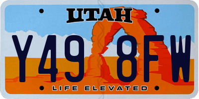 UT license plate Y498FW
