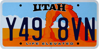 UT license plate Y498VN