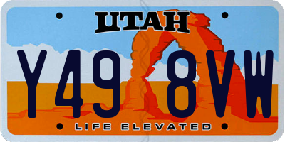 UT license plate Y498VW