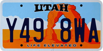UT license plate Y498WA