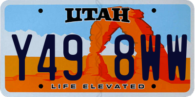 UT license plate Y498WW