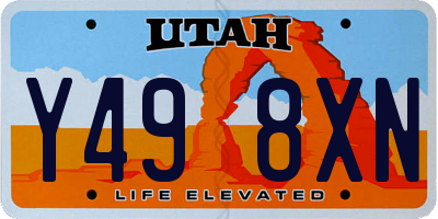 UT license plate Y498XN