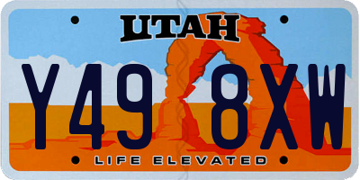UT license plate Y498XW