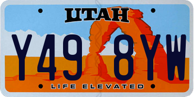 UT license plate Y498YW