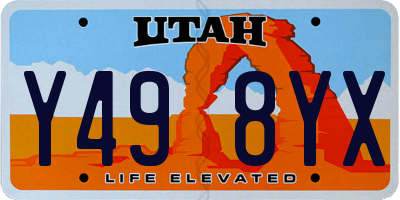 UT license plate Y498YX
