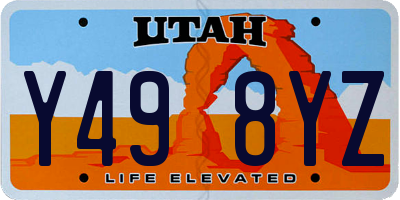 UT license plate Y498YZ