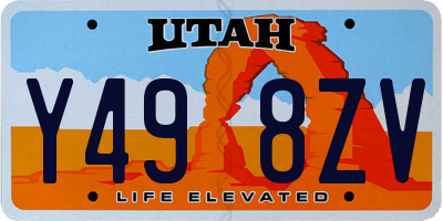 UT license plate Y498ZV