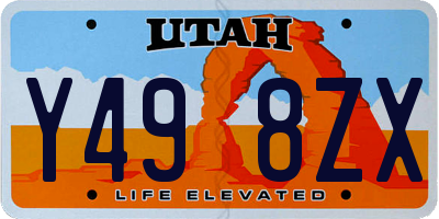 UT license plate Y498ZX