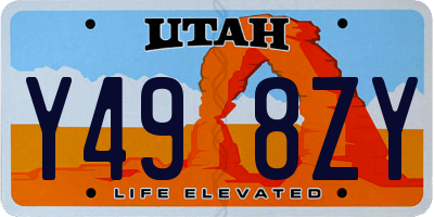 UT license plate Y498ZY