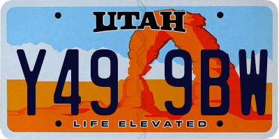 UT license plate Y499BW