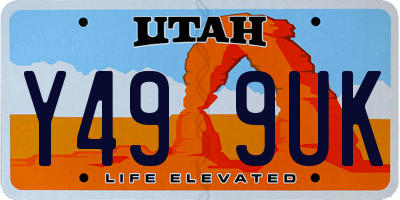 UT license plate Y499UK