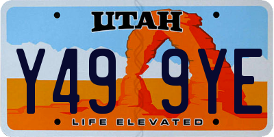 UT license plate Y499YE