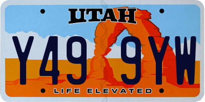 UT license plate Y499YW