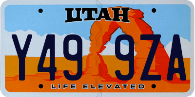 UT license plate Y499ZA