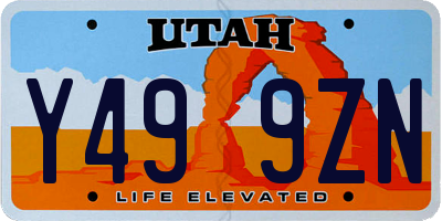 UT license plate Y499ZN